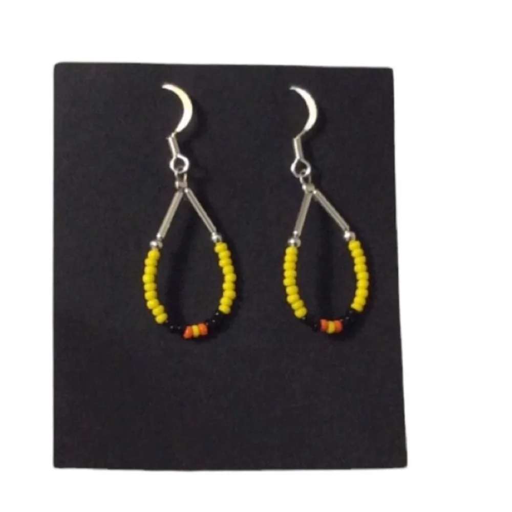 UNBRANDED Bright And Cheerful HANDMADE Glass BEAD Looped Southwestern Earrings